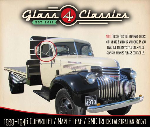 1939 -1946 Chevrolet Pickup Truck | Side Windows Set (Australian Body) | New Glass | Glass 4 Classics