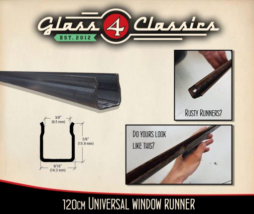 Universal Replacement Window Runner Bottom Channel | 48&Quot; 120Cm Long | Glass 4 Classics