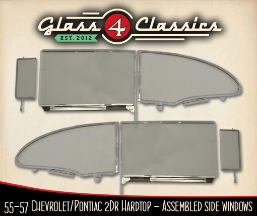 1955-1957 Chevrolet 2 Door Hardtop | Side Windows Set | Assembled Glass | Glass 4 Classics