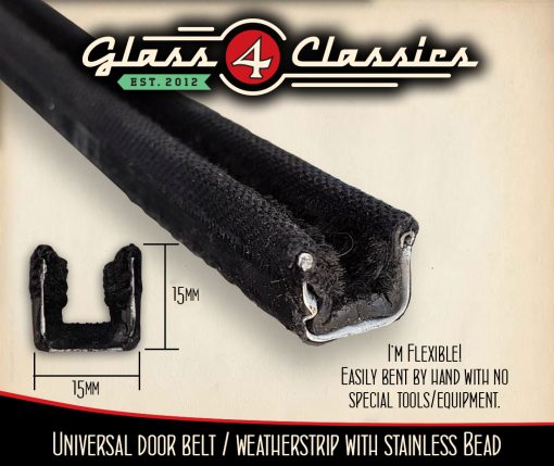 Bailey Channel Black fabric lined Flexible 2.4m