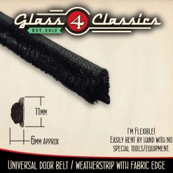 Door Belt - Weatherstrip | Black Fabric Edge | Universal | Glass 4 Classics