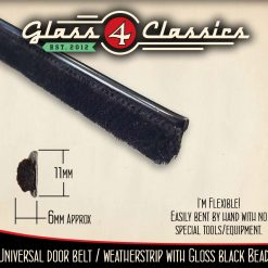 Weatherstrip / Door Belt with gloss black bead edge - Flexible 2.4m