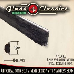 Weatherstrip / Door Belt with stainless edge (slightly larger) - Flexible 2.4m