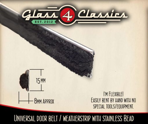 Weatherstrip / Door Belt with stainless edge (slightly larger) - Flexible 2.4m