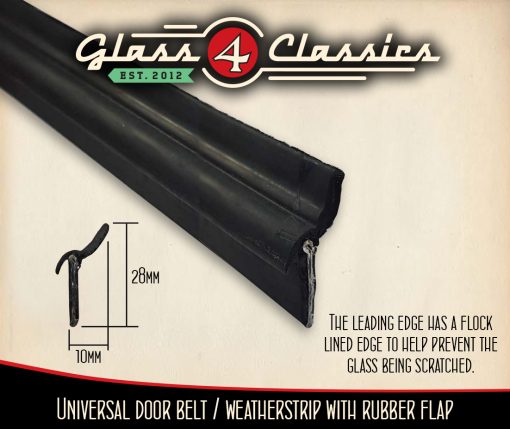 Weatherstrip / Door Belt with rubber flap (flocked) universal - Flexible 2.6m